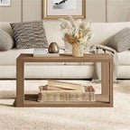 Table basse rétro avec pieds en métal – Noyer/Bois