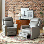 Jaime Modern Genuine Leather Power Rocking Swivel Recliner with Adjustable Headrest and Footrest Set of 2 by 