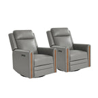 Fauteuil inclinable pivotant et basculant électrique Jaime Modern en cuir véritable avec appuie-tête et repose-pieds réglables