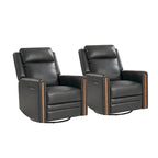 Fauteuil inclinable pivotant et basculant électrique Jaime Modern en cuir véritable avec appuie-tête et repose-pieds réglables