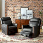 Fauteuil inclinable pivotant et basculant électrique Jaime Modern en cuir véritable avec appuie-tête et repose-pieds réglables