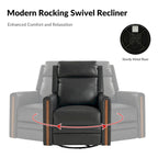 Fauteuil inclinable pivotant et basculant électrique Jaime Modern en cuir véritable avec appuie-tête et repose-pieds réglables