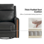 Fauteuil inclinable pivotant et basculant électrique Jaime Modern en cuir véritable avec appuie-tête et repose-pieds réglables