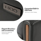 Fauteuil inclinable pivotant et basculant électrique Jaime Modern en cuir véritable avec appuie-tête et repose-pieds réglables