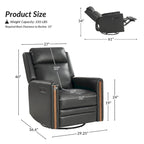 Fauteuil inclinable pivotant et basculant électrique Jaime Modern en cuir véritable avec appuie-tête et repose-pieds réglables
