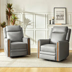 Fauteuil inclinable pivotant et basculant électrique Jaime Modern en cuir véritable avec appuie-tête et repose-pieds réglables