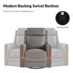 Fauteuil inclinable pivotant et basculant électrique Jaime Modern en cuir véritable avec appuie-tête et repose-pieds réglables