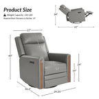 Fauteuil inclinable pivotant et basculant électrique Jaime Modern en cuir véritable avec appuie-tête et repose-pieds réglables