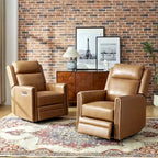 Fauteuil inclinable pivotant et basculant électrique Jaime Modern en cuir véritable avec appuie-tête et repose-pieds réglables