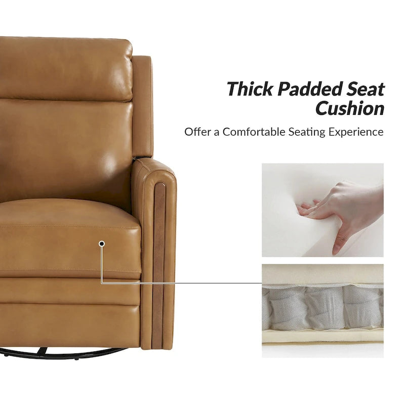 Fauteuil inclinable pivotant et basculant électrique Jaime Modern en cuir véritable avec appuie-tête et repose-pieds réglables