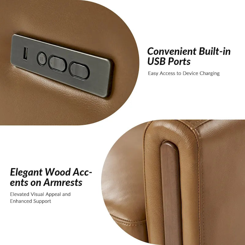 Fauteuil inclinable pivotant et basculant électrique Jaime Modern en cuir véritable avec appuie-tête et repose-pieds réglables