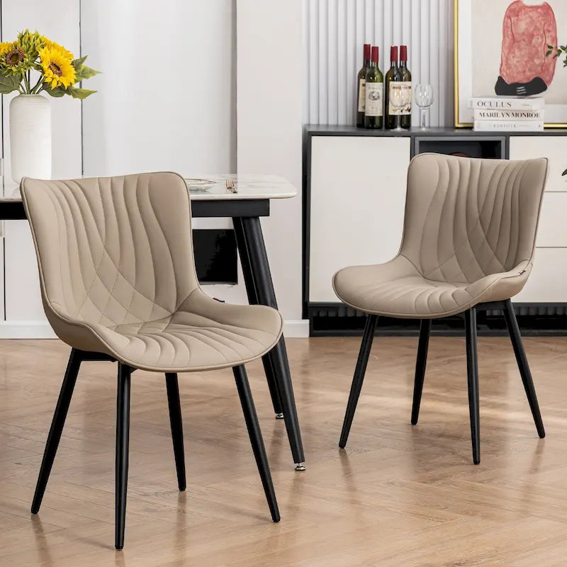 Chaises de salle à manger sans accoudoirs modernes en cuir tapissé