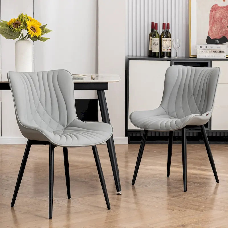 Chaises de salle à manger sans accoudoirs modernes en cuir tapissé