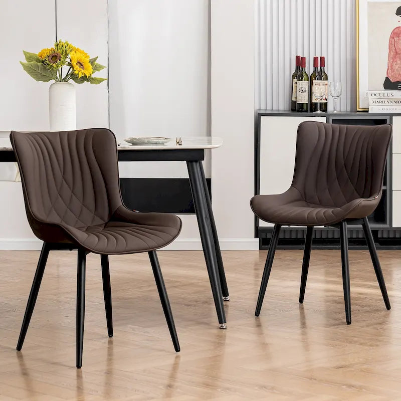 Chaises de salle à manger sans accoudoirs modernes en cuir tapissé