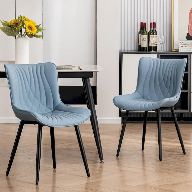 Chaises de salle à manger sans accoudoirs modernes en cuir tapissé