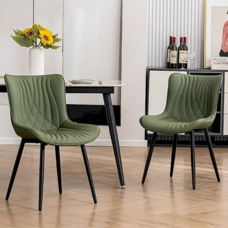 Chaises de salle à manger sans accoudoirs modernes en cuir tapissé