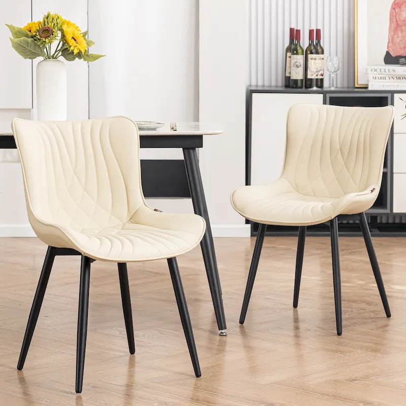 Chaises de salle à manger sans accoudoirs modernes en cuir tapissé