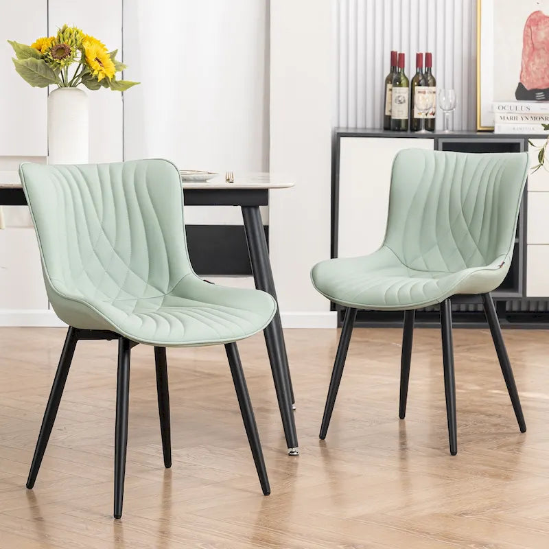 Chaises de salle à manger sans accoudoirs modernes en cuir tapissé
