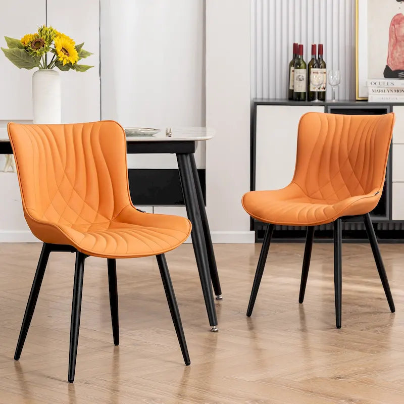 Chaises de salle à manger sans accoudoirs modernes en cuir tapissé