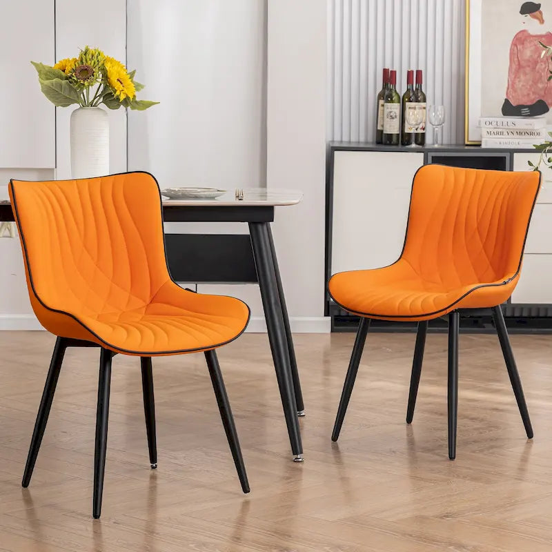 Chaises de salle à manger sans accoudoirs modernes en cuir tapissé