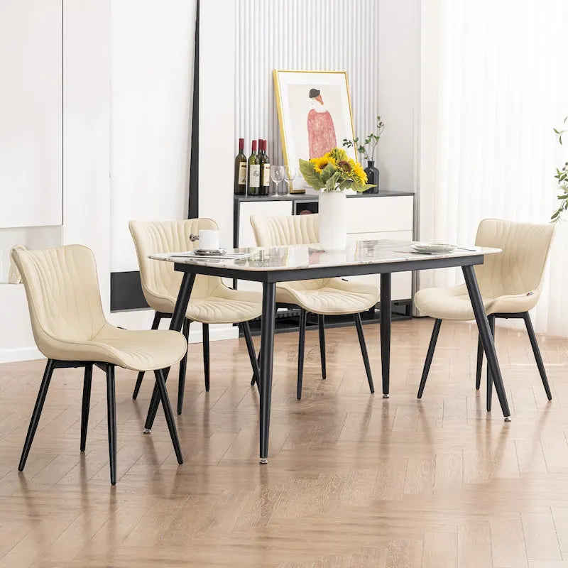 Chaises de salle à manger sans accoudoirs modernes en cuir tapissé