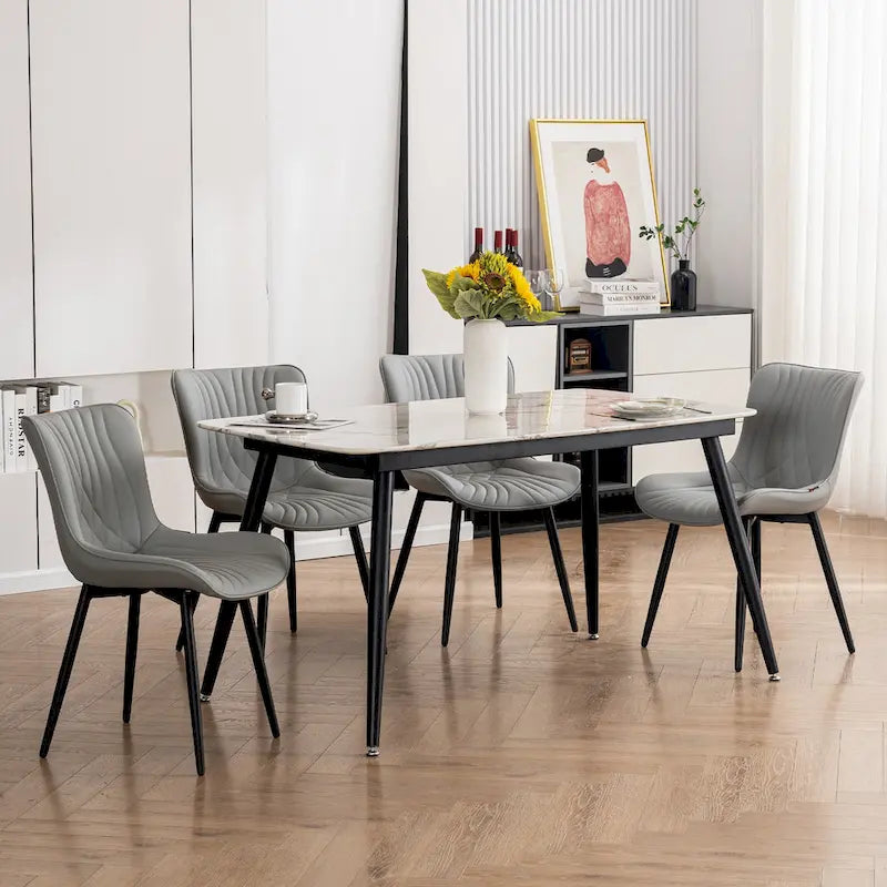 Chaises de salle à manger sans accoudoirs modernes en cuir tapissé