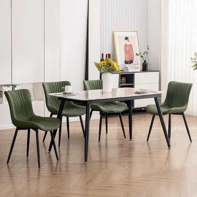 Chaises de salle à manger sans accoudoirs modernes en cuir tapissé