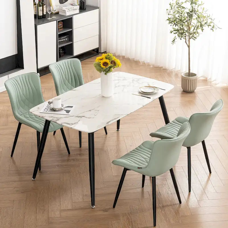 Chaises de salle à manger sans accoudoirs modernes en cuir tapissé