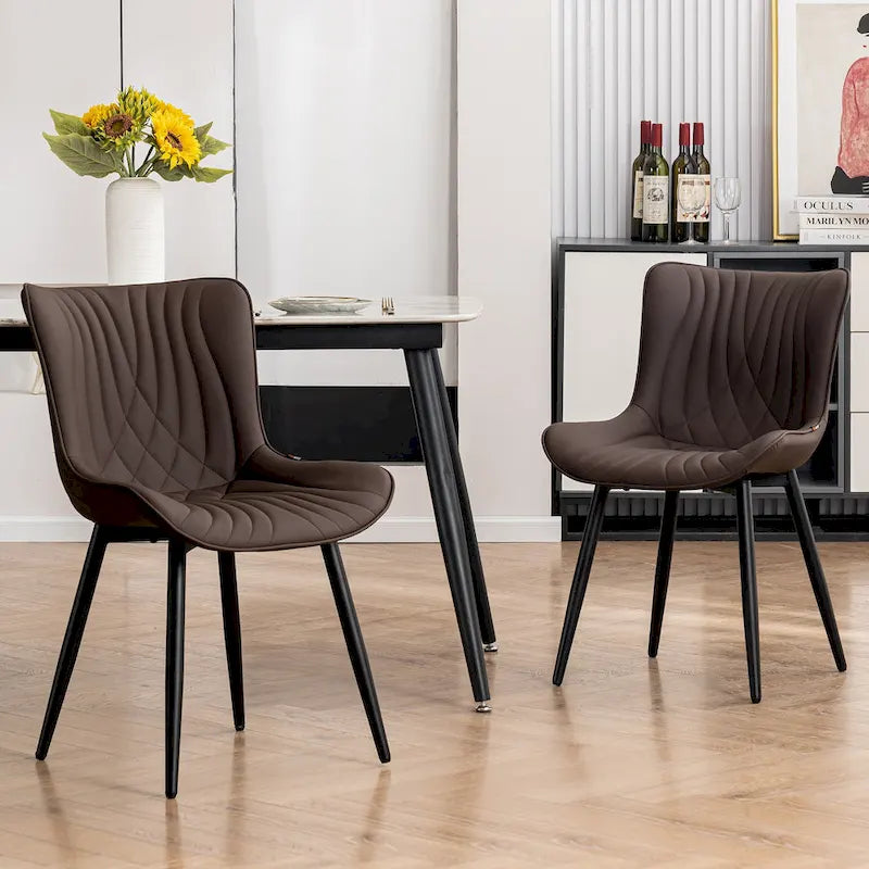 Chaises de salle à manger sans accoudoirs modernes en cuir tapissé