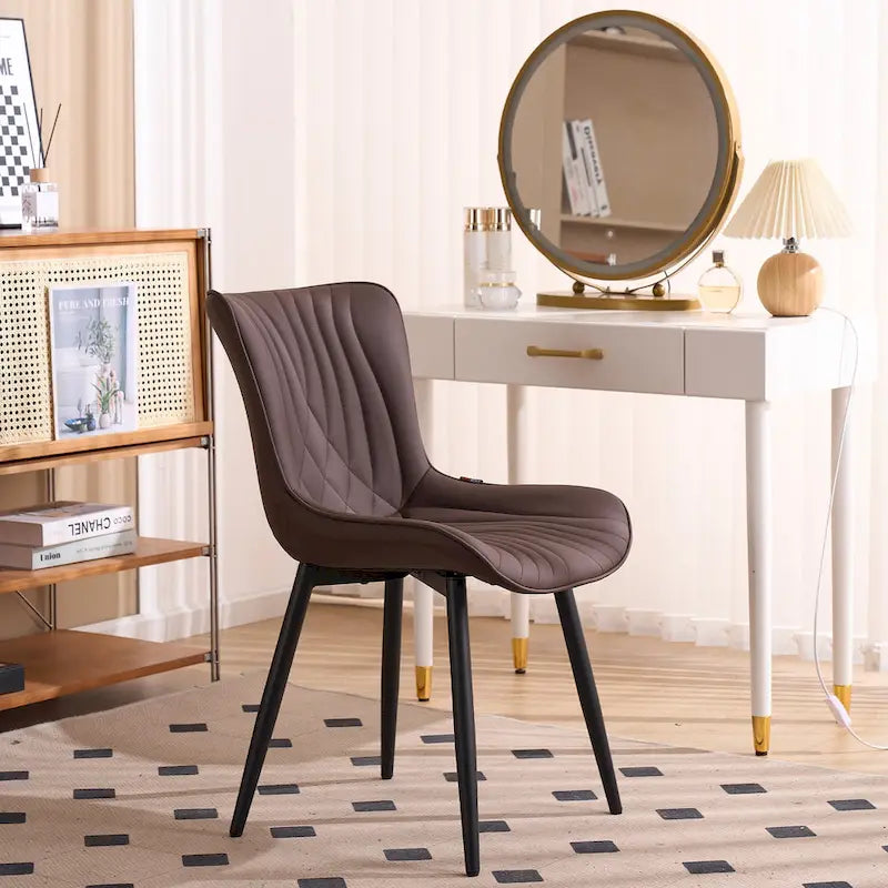 Chaises de salle à manger sans accoudoirs modernes en cuir tapissé