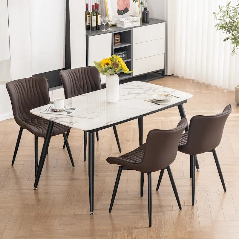 Chaises de salle à manger sans accoudoirs modernes en cuir tapissé
