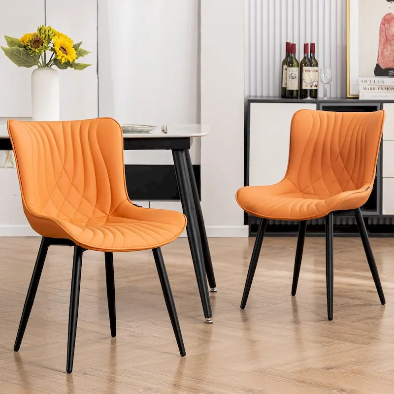 Chaises de salle à manger sans accoudoirs modernes en cuir tapissé