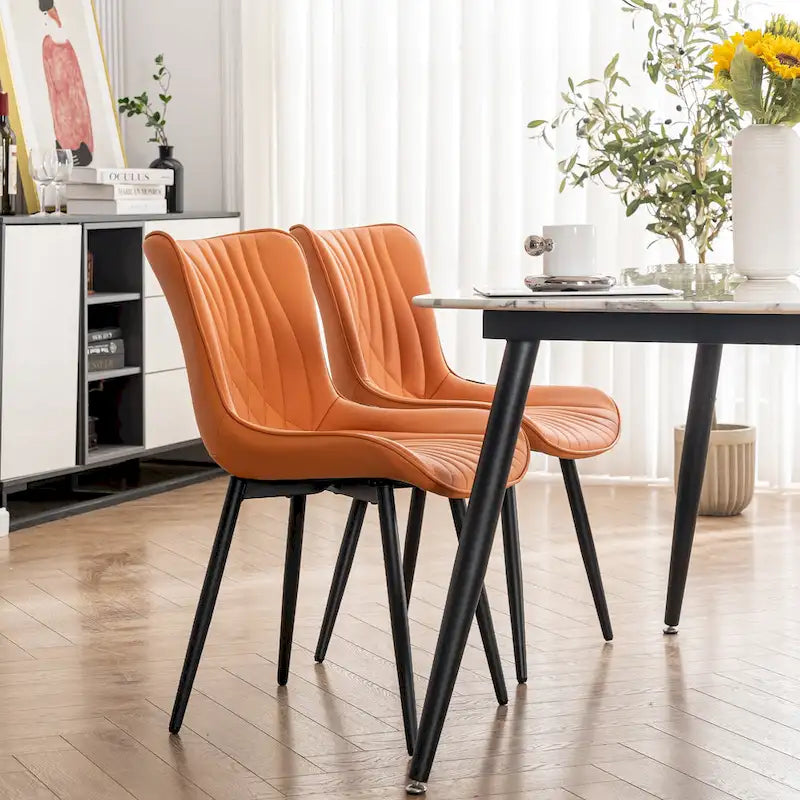 Chaises de salle à manger sans accoudoirs modernes en cuir tapissé