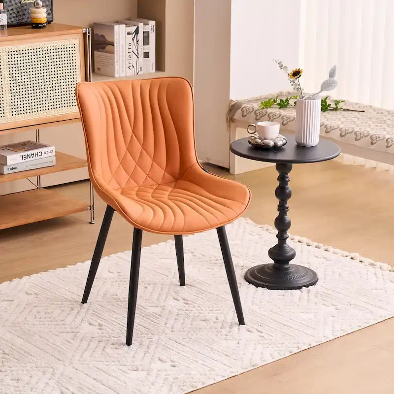 Chaises de salle à manger sans accoudoirs modernes en cuir tapissé