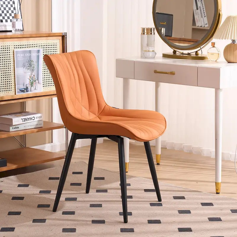 Chaises de salle à manger sans accoudoirs modernes en cuir tapissé