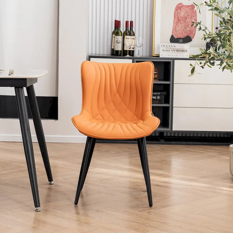 Chaises de salle à manger sans accoudoirs modernes en cuir tapissé