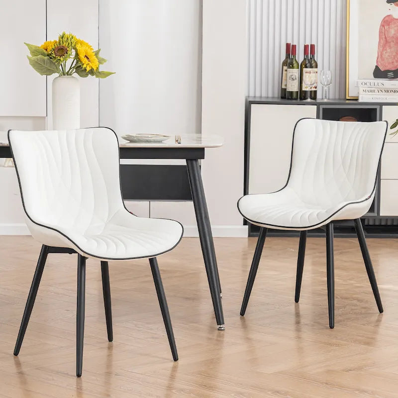 Chaises de salle à manger sans accoudoirs modernes en cuir tapissé