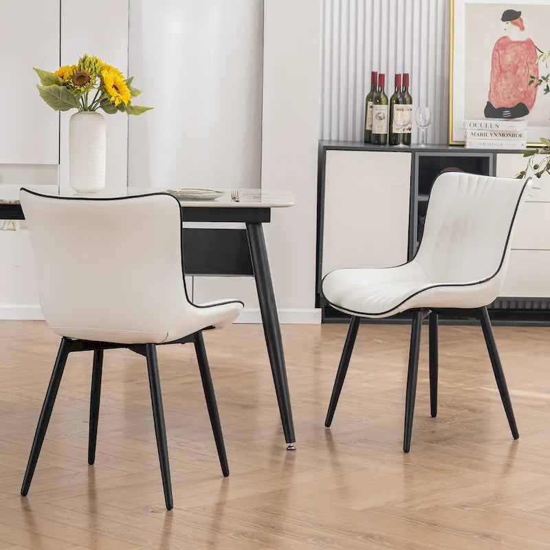 Chaises de salle à manger sans accoudoirs modernes en cuir tapissé