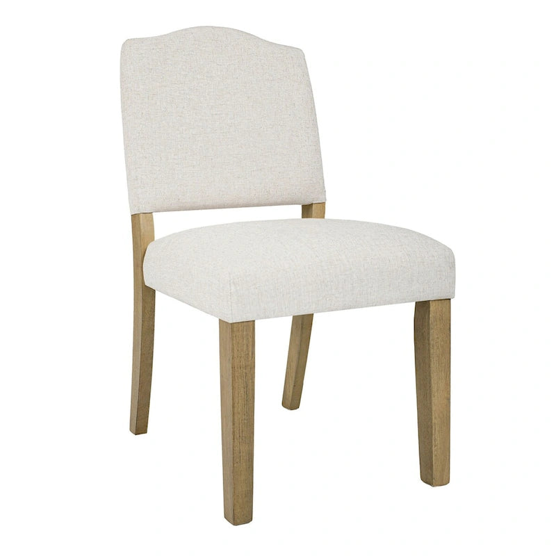 Chaise de salle à manger rembourrée à dossier ouvert – Tissu texturé crème (lot de 1)