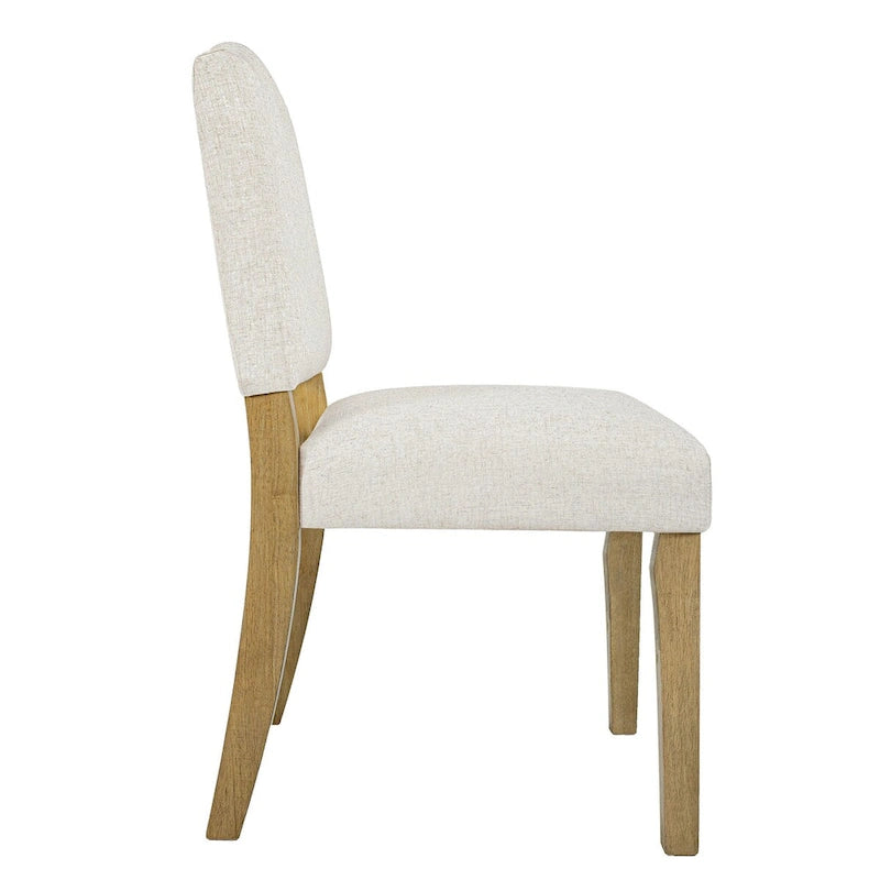 Chaise de salle à manger rembourrée à dossier ouvert – Tissu texturé crème (lot de 1)