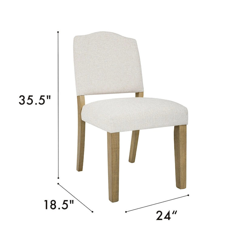 Chaise de salle à manger rembourrée à dossier ouvert – Tissu texturé crème (lot de 1)
