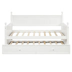 Lit de repos moderne double avec lit gigogne et rangement dissimulé White+Trundle