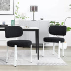 Chaises de salle à manger modernes en bouclette rembourrées avec pieds en métal blanc
