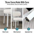 Chaises de salle à manger modernes en bouclette rembourrées avec pieds en métal blanc