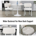 Chaises de salle à manger modernes en bouclette rembourrées avec pieds en métal blanc