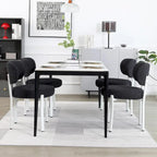 Chaises de salle à manger modernes en bouclette rembourrées avec pieds en métal blanc
