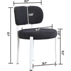 Chaises de salle à manger modernes en bouclette rembourrées avec pieds en métal blanc