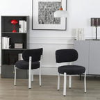 Chaises de salle à manger modernes en bouclette rembourrées avec pieds en métal blanc