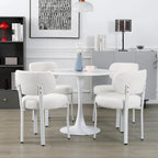 Chaises de salle à manger modernes en bouclette rembourrées avec pieds en métal blanc