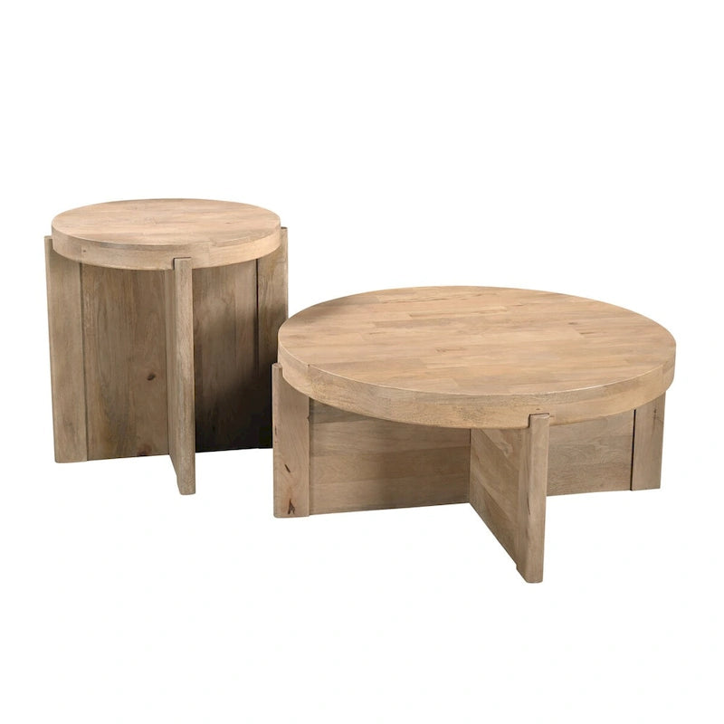 Table basse ronde en bois massif